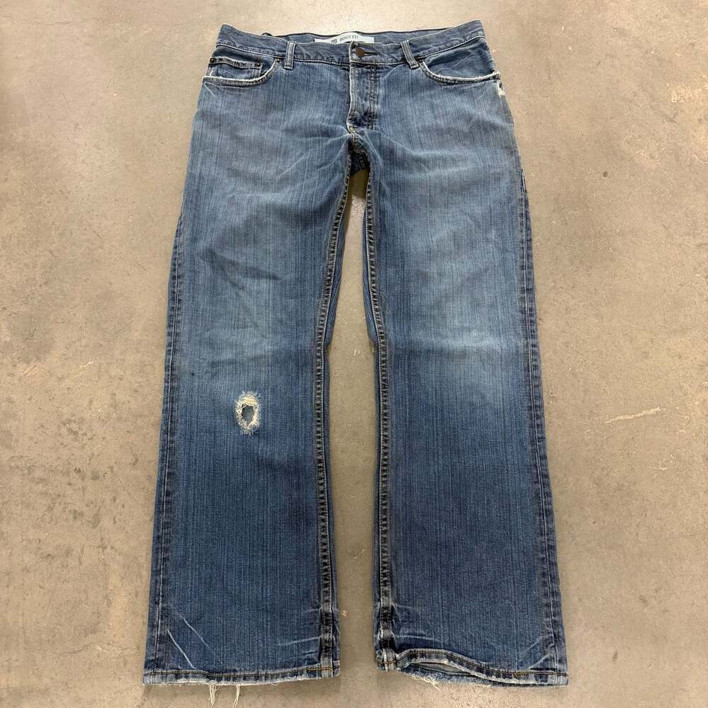 Vintage Bootcut Blue Jeans Distressed Fade Denim 32x30 Y2K